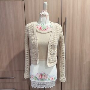 Joie Cream Knit Cardigan and Top Set